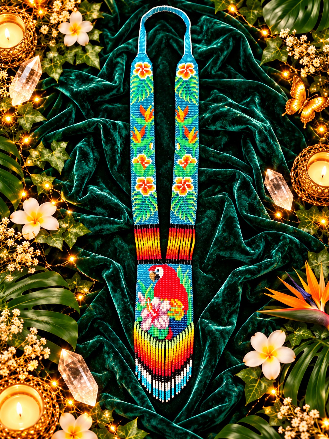 unnamed (2) ✨ Colombian Beaded Art, Tropical Parrot Necklace ✨ - Image 1