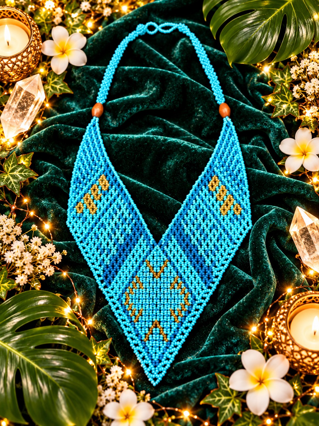 unnamed (7) ✨ The New Genesis, Original Design by Lizzy Pérez, Turquoise & Gold Beaded Necklace ✨ - Image 1